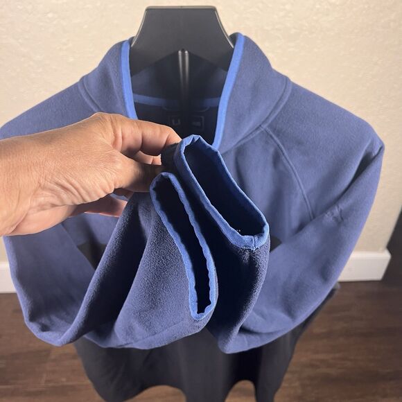 L.L. Bean Fleece Sweater Womens Large Blue Colorblock 1/4 Snap Outdoor Cabincore - Picture 6 of 9